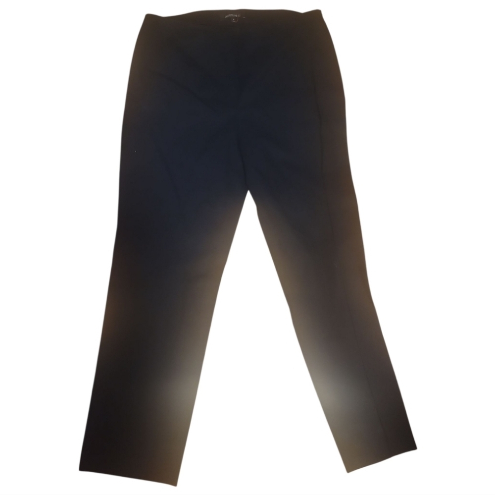 Lafayette 148 new york Black flat front cropped stretch trousers ankle pants 6